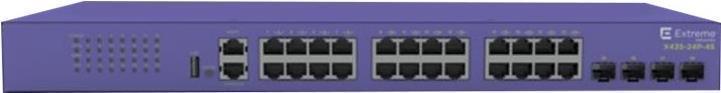 Extreme Networks ExtremeSwitching X435-24P-4S - Switch - managed - 24 x 10/100/1000 (PoE+) + 4 x SFP (mini-GBIC) (Uplink) - an Rack montierbar - PoE+ (370 W) von Extreme Networks