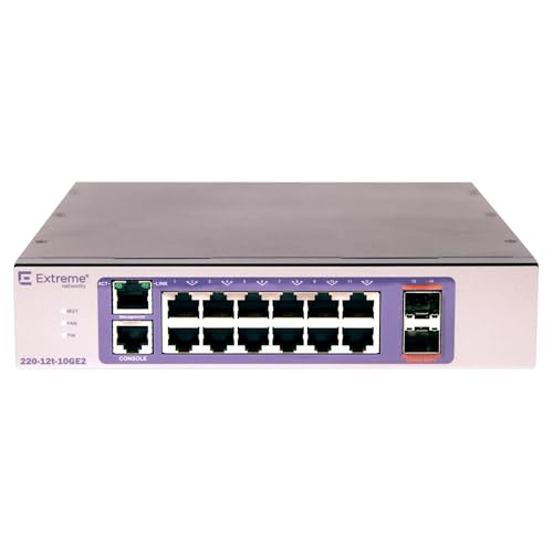 Extreme networks 220-12T-10GE2 gemanaged L2/L3 Gigabit Ethernet (10/100/1000) Bronze, Violett 1U – Netzwerk-Switches (Managed, L2/L3, Gigabit Ethernet (10/100/1000), Montagemittel, 1U) von Extreme Networks