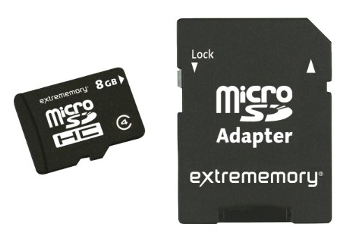 Extrememory EXMEMSDHC08GAD4 Class 4 microSDHC 8GB Speicherkarte mit Adapter von Extrememory