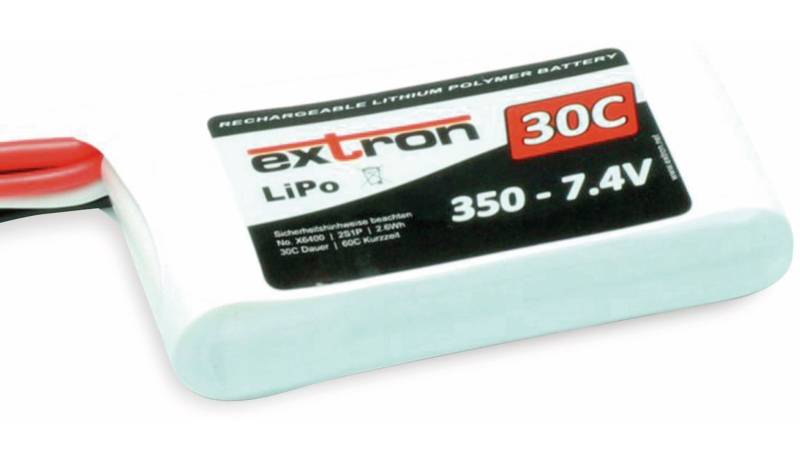 EXTRON Modellbau-Akkupack X2, LiPo, 7,4 V-/350 mAh, 30C/60C von Extron