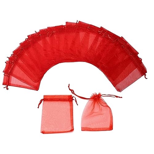 100pcs Draw String Organza Juwely Candy Beutel Party Hochzeitsgeschenk Geschenktüten (7 x 9 cm, rot) .. von Eyccier