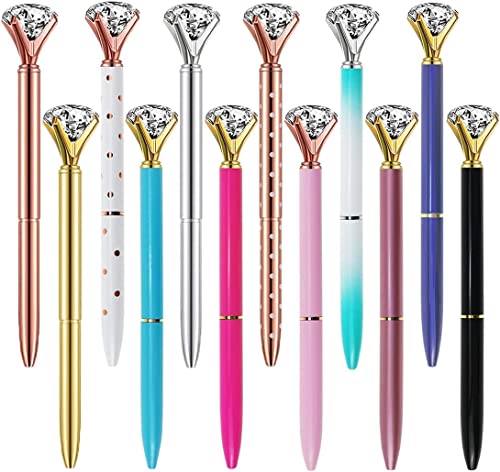 Eyourlife Nette Kristall Pen Kugelschreiber, Kreatives Briefpapier Stift"Diamant" Form Schwarz Tinte Schule Bürobedarf (A-12PCS) von Eyourlife