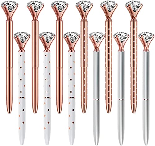 Eyourlife Nette Kristall Pen Kugelschreiber, Kreatives Briefpapier Stift"Diamant" Form Schwarz Tinte Schule Bürobedarf (A-12PCS+Ersatznachfüllung-12pcs) von Eyourlife