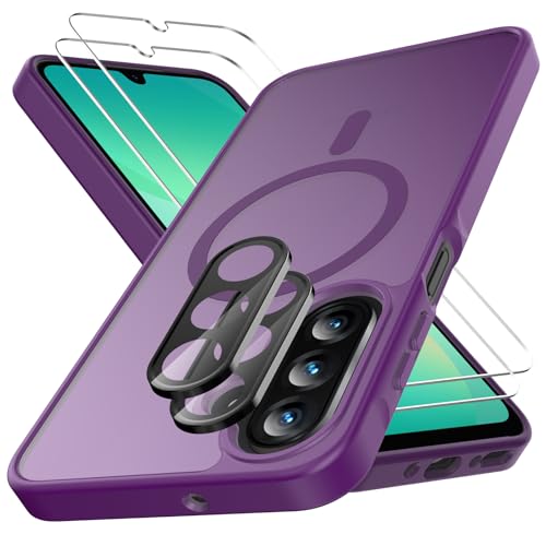 Ezanmull Schutzhülle für Samsung Galaxy A26 5G, magnetisch, stoßfest, [passend für MagSafe] [Glas-Displayschutzfolie + Kameraobjektivschutz] Transluzente Anti-Fingerabdrücke Hülle für Galaxy A26 5G von Ezanmull