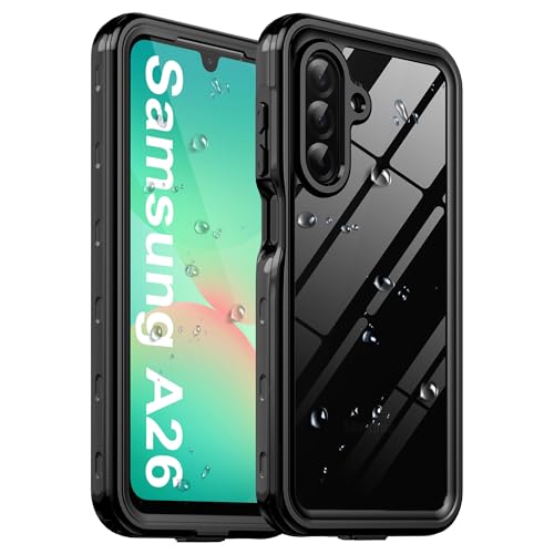Ezanmull für Samsung Galaxy A26 5G wasserdichte Hülle mit integriertem Kamera- und Displayschutz, [IP68 wasserdicht] [Militärischer Fallschutz], 360° Vollschutz-Unterwasserhülle für A26 (Schwarz) von Ezanmull