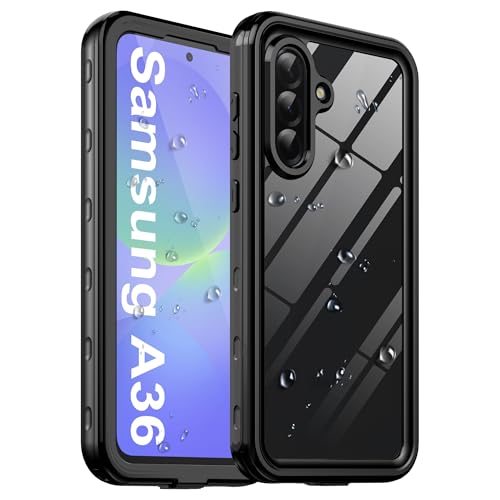 Ezanmull für Samsung Galaxy A36 5G wasserdichte Hülle mit integriertem Kamera- und Displayschutz, [IP68 wasserdicht] [Militärischer Fallschutz], 360° Vollschutz-Unterwasserhülle für A36 (Schwarz) von Ezanmull