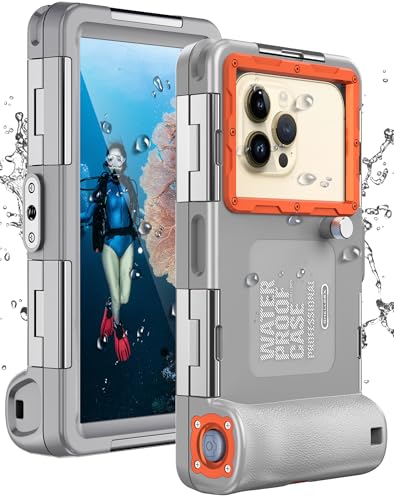 Unterwasser-Tauchgehäuse für iPhone, Samsung Galaxy, Huawei Xiaomi Redmi Smartphones, Professioneller Schutz [15m/50ft], wasserdichte Hülle für Schnorcheln, Surfen, Fotos & Videos (Grau-Orange) von Ezanmull