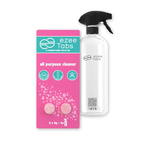 EzeeTabs Allzweckreiniger Bundle – Reinigungstabs für ein mikroplastikfreies, biologisch abbaubares und veganes Putzmittel – 2 x Reiniger für alle Oberflächen und 1 x wiederverwendbare Flasche von EzeeTabs