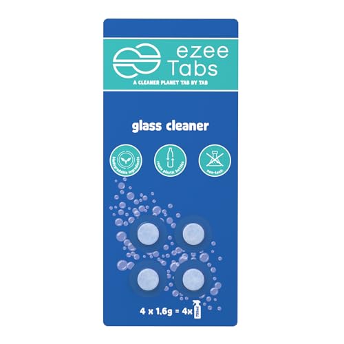 EzeeTabs Glasreiniger – Reinigungstabs für ein mikroplastikfreies, biologisch abbaubares und veganes Putzmittel – 4 x Reiniger für streifenfreien Glanz von EzeeTabs