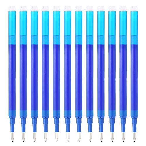 Ezigoo Tintenroller Ersatzminen für Löschbarer Stift 0.7mm Spitze – Tintenroller Radierbar Nachfüllminen blau 12 Stück - 9BL000 von Ezigoo