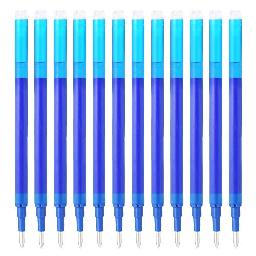 Ezigoo Tintenroller Ersatzminen für Löschbarer Stift 0.7mm Spitze – Tintenroller Radierbar Nachfüllminen blau 12 Stück - 9BL000 von Ezigoo