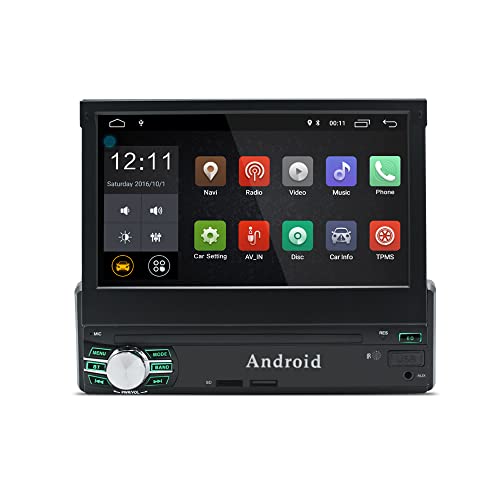 EZoneTronics Android 6.0 Flip Out 1Din Autoradio Stereo 7 Zoll Kapazitiver Touchscreen High Definition 1024x600 GPS Navigation Bluetooth WiFi/USB/SD/AM/FM/RDS Spieler 1G RAM + 16G ROM von Ezonetronics