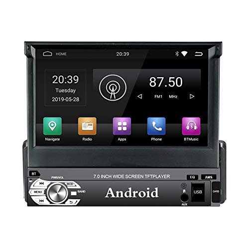 EZoneTronics Android 9.0 Flip Out 1Din Autoradio Stereo 7 Zoll Kapazitiver Touchscreen High Definition 1024x600 GPS Navigation Bluetooth EQ/USB/SD/AM/FM/RDS Spieler 2G RAM + 32G ROM von Ezonetronics