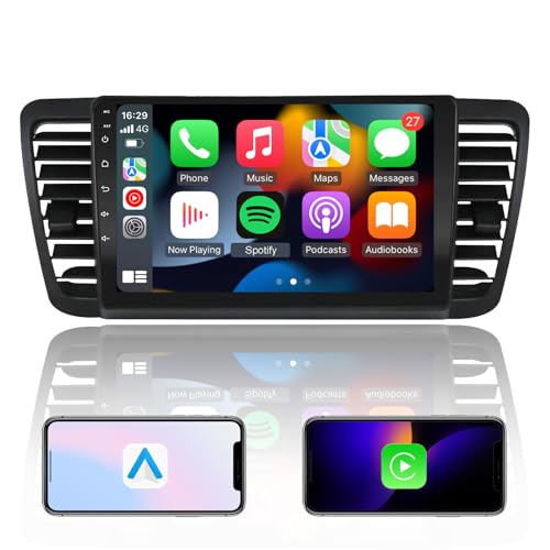 EZoneTronics Carplay Android Autoradio für Subaru Outback Legacy 2004–2009 mit kapazitivem 9-Zoll-Touchscreen, hochauflösender GPS-Navigation, Bluetooth, WLAN, USB-Player, 1 GB RAM + 32 GB ROM von Ezonetronics