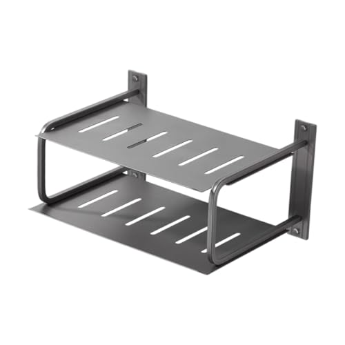 F Fityle 2 Layers Regal Wall Mount Home Organizer Cable Routing Praktische Router Regal Storage Box für Hotel -Büro -Sockel, Grau von F Fityle