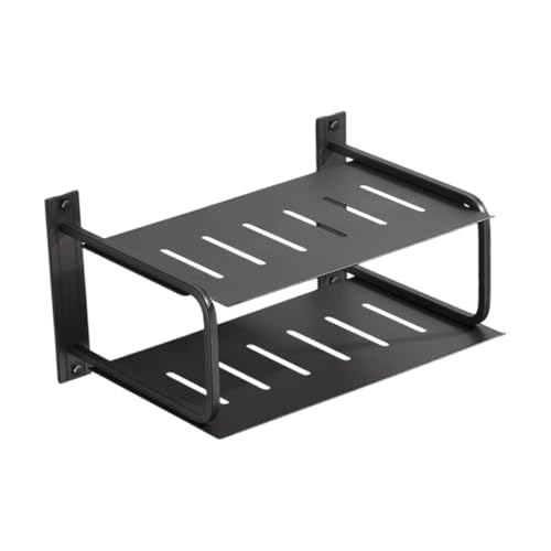 F Fityle 2 Layers Regal Wall Mount Home Organizer Cable Routing Praktische Router Regal Storage Box für Hotel -Büro -Sockel, Schwarz von F Fityle