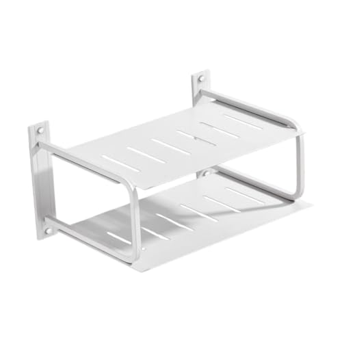 F Fityle 2 Layers Regal Wall Mount Home Organizer Cable Routing Praktische Router Regal Storage Box für Hotel -Büro -Sockel, Weiß von F Fityle
