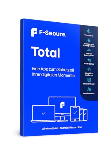 F-Secure TOTAL Security und VPN - 1 Jahr / 5 Geräte für Multi-Plattform (PC, Mac, Android und iOS) [Aktivierungscode in Boxverpackung] von F-Secure