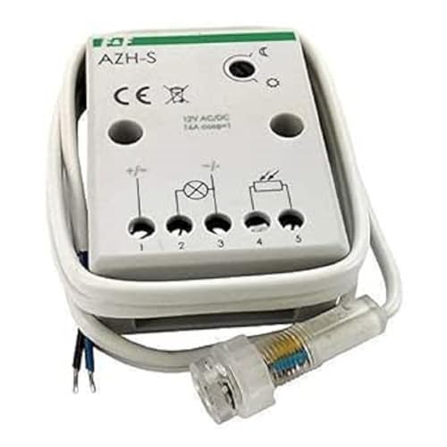 F&F Dämmerungsschalter mit LDR-Sensor, hermetische Sonde Ø10, 12V 16A, automatischer Betrieb, Ultraweiß von F&F