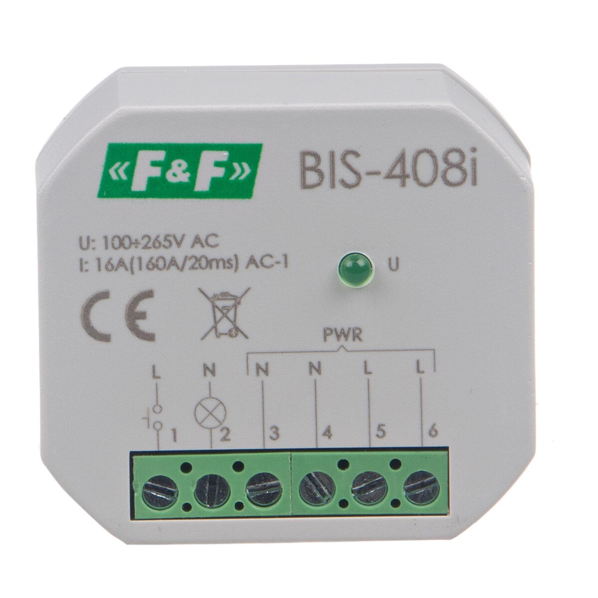 F&F BIS-408-LED Stromstoßrelais 230V AC 16A 1Schliesser für LED Lampen Unterputzdose F&F BIS-408-LED Stromstoßrelais 230V AC 16A 1Schliesser für LED Lampen Unterputzdose von F&F
