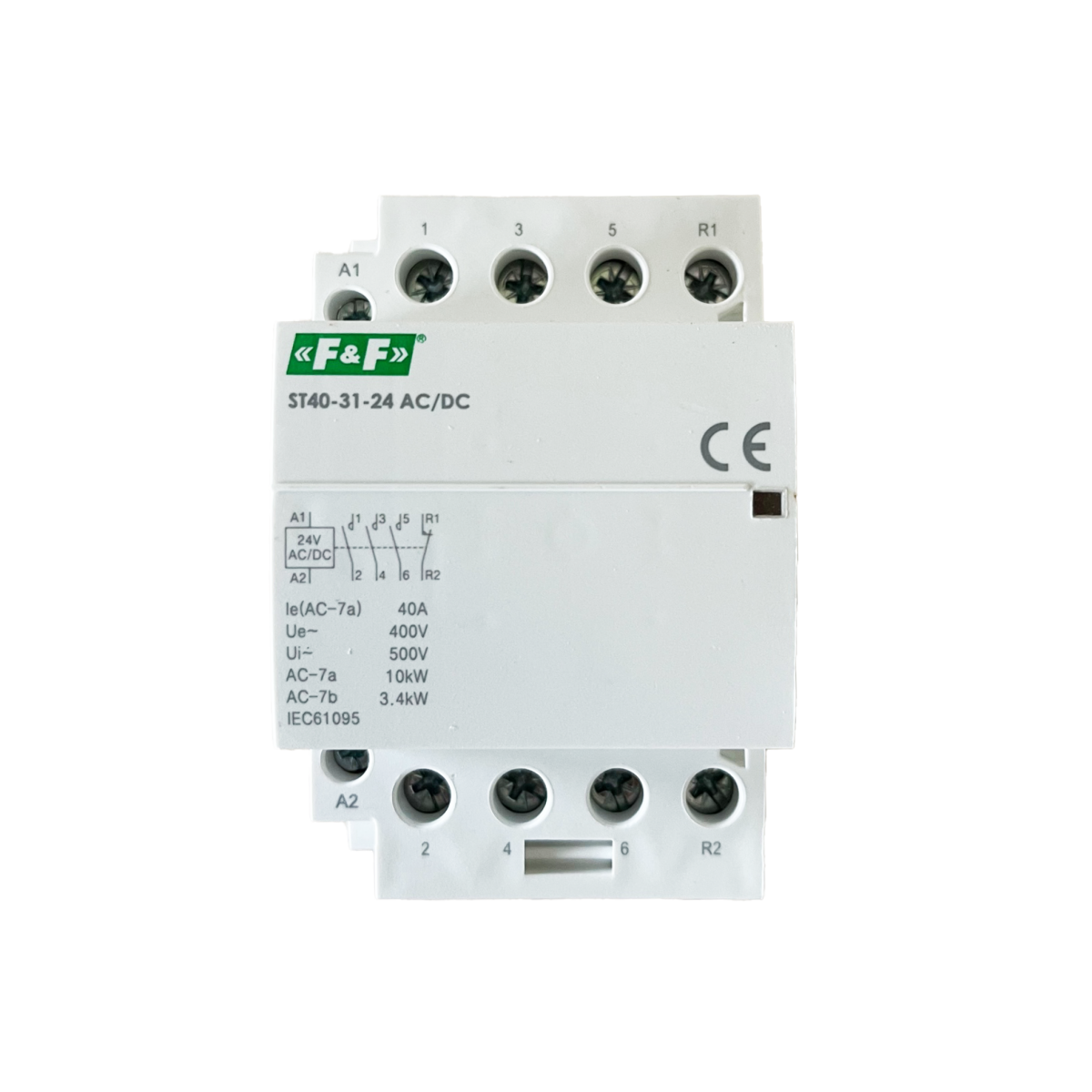 F&F ST40-31 Installationsschütz 24V AC/DC 40A 3 Schliesser + 1 Öffner F&F ST40-31 Installationsschütz 24V AC/DC 40A 3 Schliesser + 1 Öffner von F&F