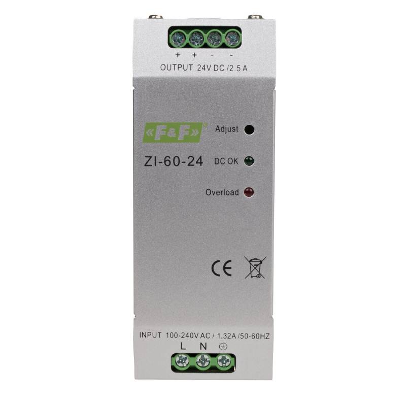 F&F ZI-60-24 Impulsnetzteil 60W 24V DC für Hutschiene von F&F