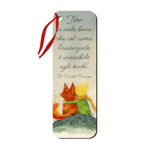 Fratelli Bonella | Religiöses Lesezeichen mit dem kleinen Prinzen und seiner Freundin Fuchs aus Holzfasern, auch als Verschluss mit roter Kordel verwendet | Made in Italy von F.LLI BONELLA
