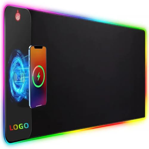 F.QYNing Kabelloses RGB-Gaming-Mauspad, 800x300x4MM, 15W LED große Mausmatte, 10 Lichtmodi Mauspad, Schreibtischmatte für Gaming, MacBook, PC, Laptop, Schreibtisch von F.QYNing