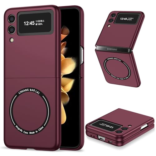 F.QYNing Kompatibel mit Samsung Galaxy Z Flip 3 Case, Magnetische Schutz stoßfeste Harte Abdeckung, Folding Schutz voll schützende Shell Cover Case für Samsung Galaxy Z Flip 3 5G (Weiß) von F.QYNing