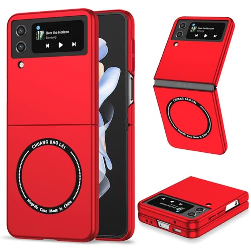 F.QYNing Kompatibel mit Samsung Galaxy Z Flip 6,Magnetische stoßfeste Hülle,Klappbare Schutzhülle Vollschutzhülle Hülle für Samsung Galaxy Z Flip 6 (Rot) von F.QYNing