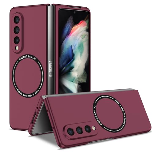 F.QYNing Magnetic Case Kompatibel mit Samsung Galaxy Z Fold 3, Kompatibel für Schutz Shockproof Cover, Folding Shell Cover Case für Samsung Galaxy Z Fold 3 (Weiß) von F.QYNing