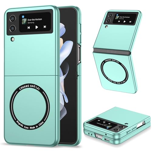 F.QYNing Magnetische Hülle Kompatibel mit Samsung Galaxy Z Flip 4 6.7",Stoßfeste Hülle,Klappbare Schutzhülle Vollschutzhülle Hülle für Samsung Galaxy Z Flip 4 5G (Blau) von F.QYNing