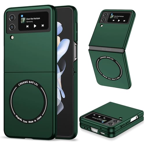 F.QYNing Magnetische Hülle Kompatibel mit Samsung Galaxy Z Flip 4 6.7",Stoßfeste Hülle,Klappbare Schutzhülle Vollschutzhülle Hülle für Samsung Galaxy Z Flip 4 5G (Grün) von F.QYNing