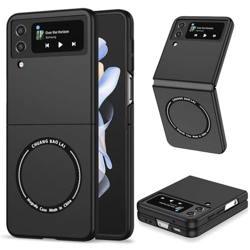 F.QYNing Magnetische Hülle Kompatibel mit Samsung Galaxy Z Flip 4 6.7",Stoßfeste Hülle,Klappbare Schutzhülle Vollschutzhülle Hülle für Samsung Galaxy Z Flip 4 5G (Schwarz) von F.QYNing