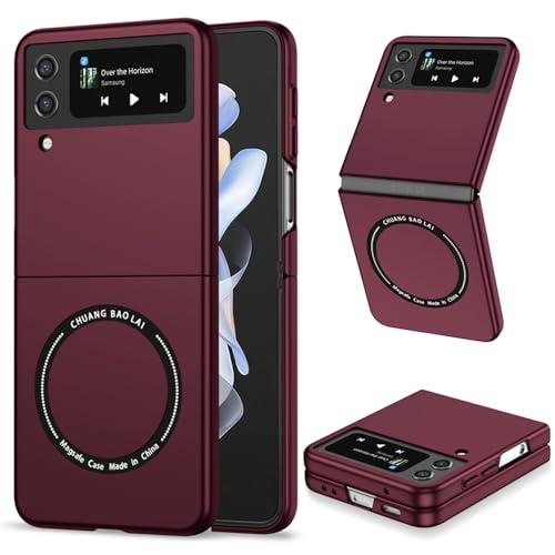 F.QYNing Magnetische Hülle Kompatibel mit Samsung Galaxy Z Flip 4 6.7",Stoßfeste Hülle,Klappbare Schutzhülle Vollschutzhülle Hülle für Samsung Galaxy Z Flip 4 5G (Weiß) von F.QYNing