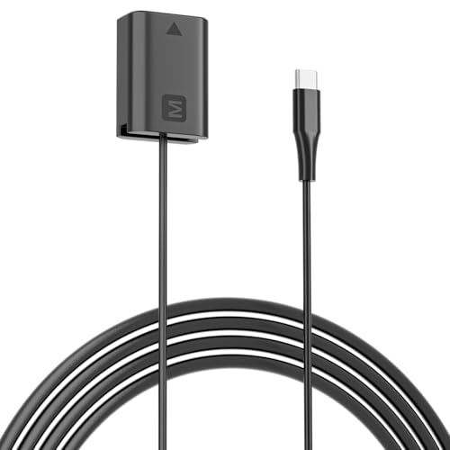 F1TP USB-C-Kabel auf NP-FW50 Attrappe Akku AC-PW20 ZV-E10 Dummy Battery Kit Kompatibel mit Sony Alpha ZV-E10 A6000 A6100 A6300 A6400 A6500 A5000 A5100 A7 A7II A7RII A7SII RX1 0II III IV (NP-FW50) von F1TP