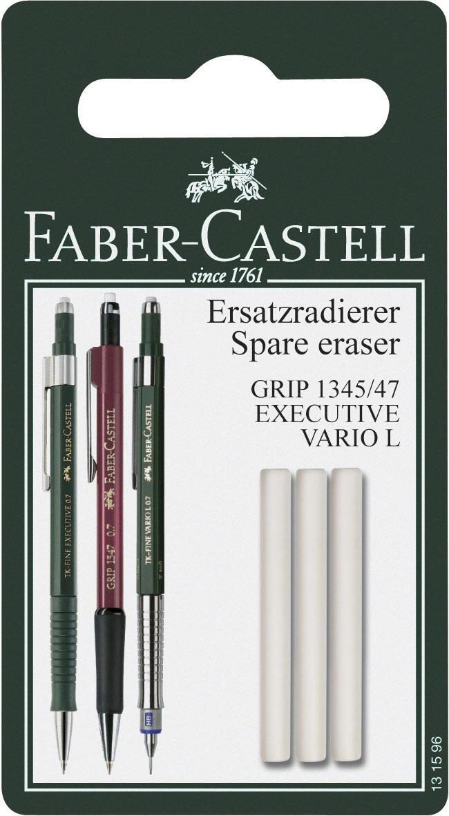 FABER-CASTELL Ersatzradierer Grip 1345/1347 Radiergummis für Bleistifte weiß von FABER-CASTELL