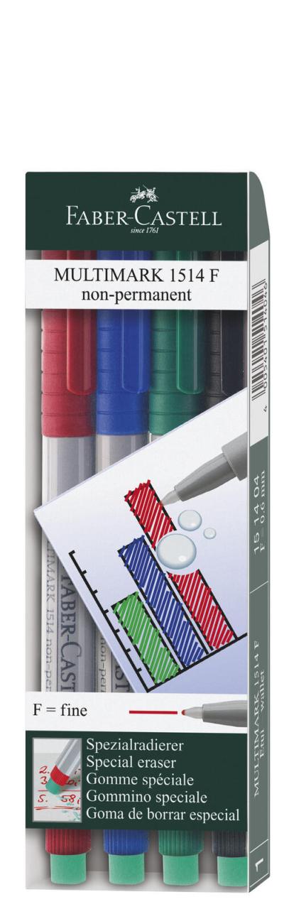 FABER-CASTELL Multimark 1514 F non-permanent Folienstifte-Set 0.6 mm Mehrfarbig von FABER-CASTELL