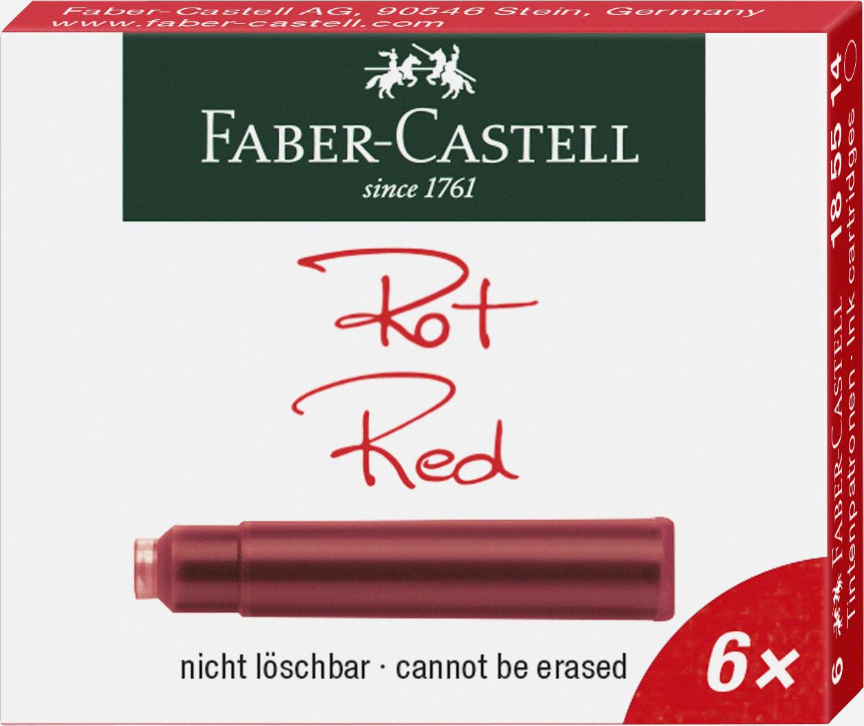 FABER-CASTELL Tintenpatronen für Füller Tintenpatronen rot 6er rot von FABER-CASTELL