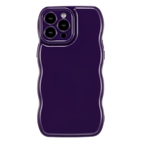 FABSPARK Schutzhülle für iPhone 13, einfaches Wellendesign, gewellter Rahmen, weiches Silikon, ästhetisch, Dunkelviolett von FABSPARK