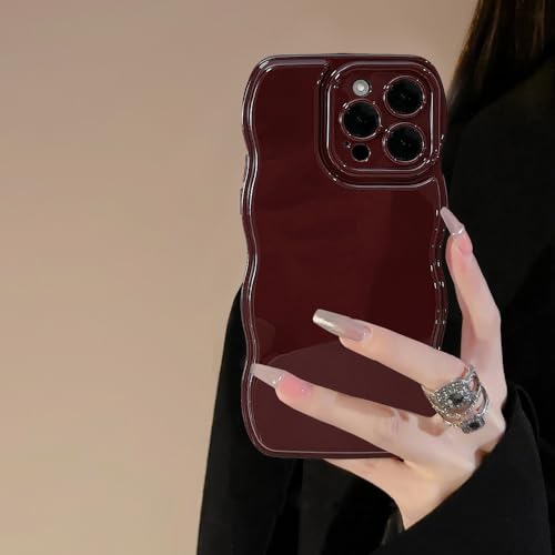 FABSPARK Schutzhülle für iPhone 14 Pro Max, einfaches Wellendesign, gewellter Rahmen, weiches Silikon, ästhetisch, Weinrot FABSPARK Schutzhülle für iPhone 14 Pro Max, einfaches Wellendesign, gewellter Rahmen, weiches Silikon, ästhetisch, Weinrot von FABSPARK