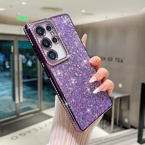 FABSPARK Schutzhülle für Samsung Galaxy S22, Glitzer, Kristall, Strass, Pailletten, glänzend, glänzend, luxuriös, galvanisiert, ästhetisch, niedlich, vollständiger Schutz, Violett FABSPARK Schutzhülle für Samsung Galaxy S22, Glitzer, Kristall, Strass, Pailletten, glänzend, glänzend, luxuriös, galvanisiert, ästhetisch, niedlich, vollständiger Schutz, Violett von FABSPARK