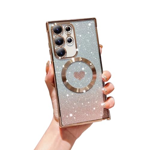 FABSPARK Schutzhülle für Samsung Galaxy S25 Plus, kompatibel mit Magsafe, magnetische Beschichtung, Glitzer-Farbverlauf, niedliches Herz, transparente Hülle, Kameraschutz für Samsung Galaxy S25 Plus, FABSPARK Schutzhülle für Samsung Galaxy S25 Plus, kompatibel mit Magsafe, magnetische Beschichtung, Glitzer-Farbverlauf, niedliches Herz, transparente Hülle, Kameraschutz für Samsung Galaxy S25 Plus, von FABSPARK