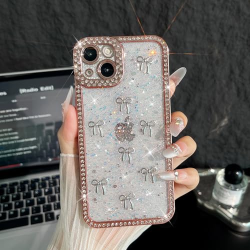 FABSPARK Schutzhülle für iPhone 12 Pro Max, 3D-Hülle, silberfarbene Schleife, kristallklar, Glitzer, Strass, Pailletten, glänzend, funkelnd, ästhetisch, transparent, weich, für iPhone 12 Pro Max, rosa FABSPARK Schutzhülle für iPhone 12 Pro Max, 3D-Hülle, silberfarbene Schleife, kristallklar, Glitzer, Strass, Pailletten, glänzend, funkelnd, ästhetisch, transparent, weich, für iPhone 12 Pro Max, rosa von FABSPARK