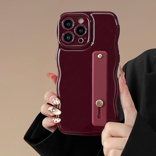 FABSPARK Schutzhülle für iPhone 13 Pro Max mit flexibler, verstellbarer, weicher Finger-Handschlaufe, Ständer, Wellendesign, gewellter Rahmen, Silikon, ästhetisch, Weinrot FABSPARK Schutzhülle für iPhone 13 Pro Max mit flexibler, verstellbarer, weicher Finger-Handschlaufe, Ständer, Wellendesign, gewellter Rahmen, Silikon, ästhetisch, Weinrot von FABSPARK