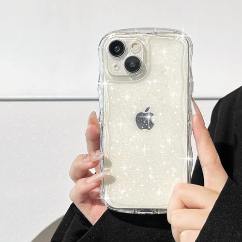 FABSPARK Schutzhülle für iPhone 15 Pro, niedlicher, klarer, gewellter Rahmen, gewellter Rahmen, Wellen-Schutzhülle mit glitzerndem Glitzer, vergilbungsfrei, transparente Acryl-Hartschale aus FABSPARK Schutzhülle für iPhone 15 Pro, niedlicher, klarer, gewellter Rahmen, gewellter Rahmen, Wellen-Schutzhülle mit glitzerndem Glitzer, vergilbungsfrei, transparente Acryl-Hartschale aus von FABSPARK