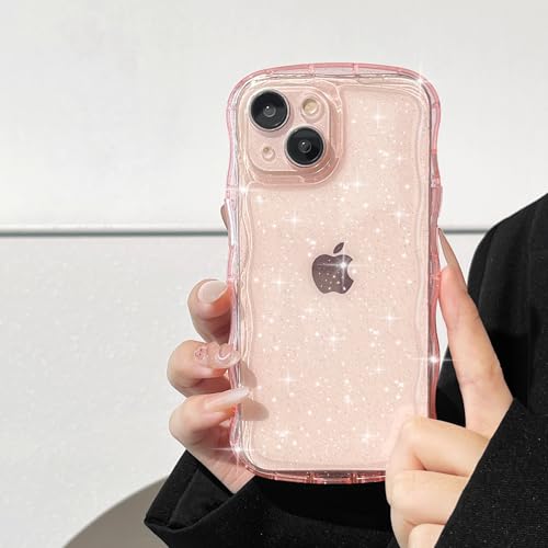 FABSPARK Schutzhülle für iPhone 15 Pro Max, niedlicher, klarer, gewellter Rahmen, gewellter Rahmen, Wellen-Schutzhülle mit funkelndem Glitzer, vergilbungsfrei, transparente Acryl-Hartschale aus FABSPARK Schutzhülle für iPhone 15 Pro Max, niedlicher, klarer, gewellter Rahmen, gewellter Rahmen, Wellen-Schutzhülle mit funkelndem Glitzer, vergilbungsfrei, transparente Acryl-Hartschale aus von FABSPARK