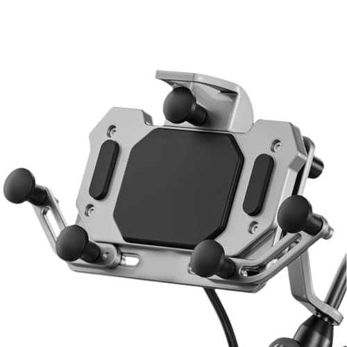 FACAIIO Motorrad-Handyhalterung aus Aluminiumlegierung mit 720 Grad drehbarer Halterung für Fahrrad-Navigation (kabelloses Laden) von FACAIIO
