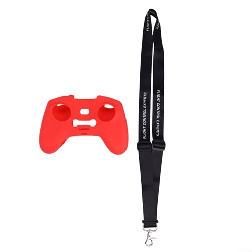 Silikon-Schutzhülle für DJI FPV und Avata Fernbedienung mit Umhängeband zur sicheren Befestigung (Rot + Schlinge) von FACAIIO