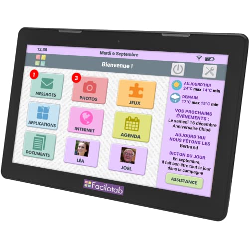 FACILOTAB XXL 13,3 Zoll 32 GB Schwarz WiFi – vereinfachtes Tablet für Senioren von FACILOTAB